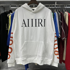 Sweat à capuche graphique pour homme Amiri avec imprimé serpent orange, manches longues, noir et blanc - Product Image 1
