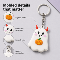 Porte-clés personnalisé en PVC pour Halloween, imprimé UV, motif, forme et couleur personnalisés, emballage OEM ODM pour l'approvisionnement en gros B2B