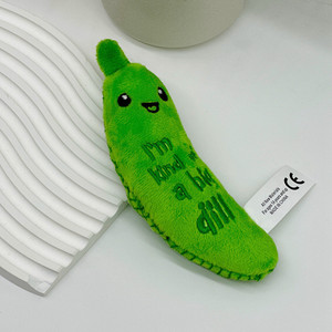 Crunchy Pickle Kicker Dental <b>Cat</b> <b>Toy</b> Eco-Friendly Cucumber Shaped Plush Material Pet Chewing <b>Toy</b> <b>Interactive</b> Indoor Use - Product Image 1