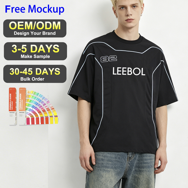 Trending Blokecore Oversized T-shirt Men Custom Logo Contrast Piping Panelled Cyberpunk Techwear Short Sleeve Streetwear Tee