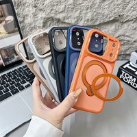 Funda magnética esmerilada original para iPhone 17 16 15 14 Pro Max con soporte mate y marco de cámara convertido, cubierta trasera
