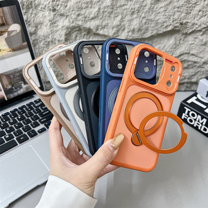Original Frosted Magnetic holder Phone case for iPhone 17 16 15 14 Pro Max matte <b>stand</b> Converted Camera frame Bracket Back Cover - Product Image 6
