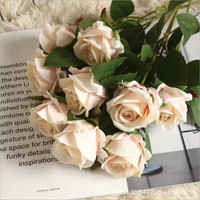 P-008 12 têtes corail soie rose fleurs