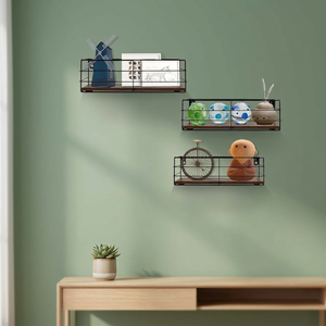 Floating Shelves Wall Mounted Set of 3 <b>Rustic</b> Wooden Wall Shelves for Living Room Bedroom Bathroom Kitchen Home Decor - Product Image 6