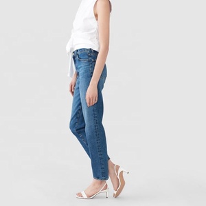 Bleu clair premium taille haute droite pas cher prix de jeans - Product Image 1