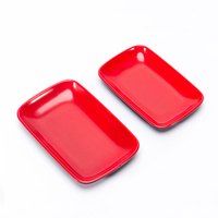 Assiettes de pique-nique en mélamine, plat de haute qualité 2022 noir et rouge