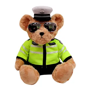 Net red traffic police bear police bear creative action figure traffic plush toy professional bear sunglasses Teddy