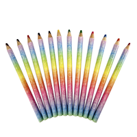 Crayons de couleur triangulaires géants personnalisés en bois, 12 couleurs, 7 pouces, mine de 4,0 mm, revêtement filmé, lot de 12 pièces, achat en gros pour ISO