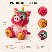 Peluche personnalisée en fourrure longue brodée, adorable figurine animale pour collection ou décoration de bureau