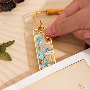 Marque-pages en laiton gravés personnalisables, de luxe, tendance, rétro, sur le thème du paysage, créatifs, pinces de lecture, cadeaux souvenirs en gros - Product Image 4