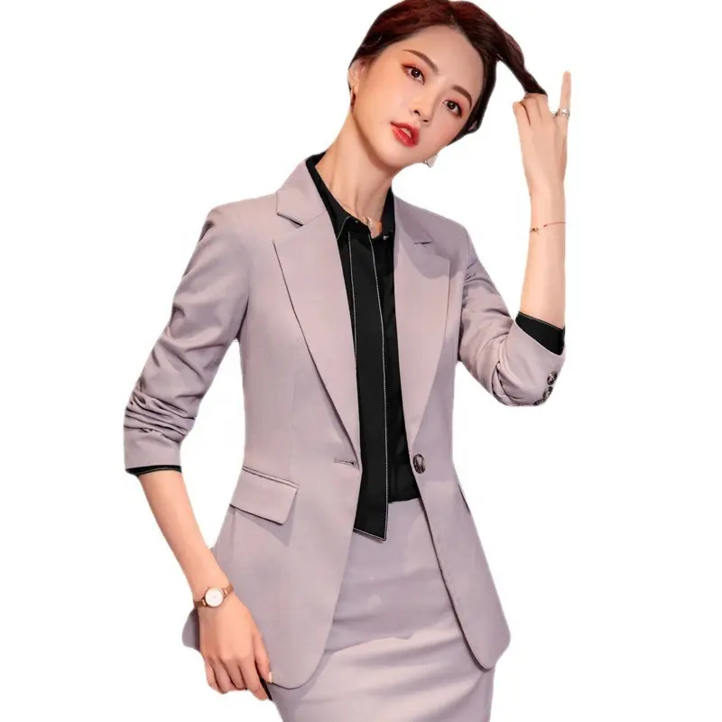 High-end OL Professional formal wear three pieces waistcoat coat midi dress Women office suit