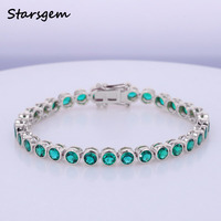 Stars gem Lab Grown Edelstein Armband Runde Form Smaragd Edelstein 10K 14K Solid Gold Armband