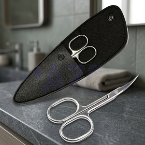 Tijeras Curvas para Cutículas de Acero Inoxidable con Estuche de Cuero Negro, Herramienta Portátil para el Cuidado de las Uñas, para Eliminar Piel Muerta con Precisión - Product Image 5