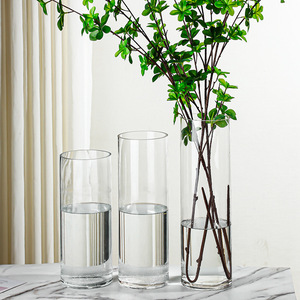 A00358 - Adornos de Boda Europeos, Floreros de Vidrio Cilíndricos Gruesos, Altos y de Boca Ancha, Floreros de Vidrio Rectos - Product Image 1