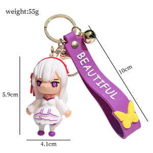 4 Desain Baru Gantungan Kunci PVC Ram Puffy, Gantungan Kunci Custom Lucu <span class=keywords><strong>Rem</strong></span> Emilia, Gantungan Kunci Tas Sekolah, Tas Mobil, Anime Kartun 3D Karet - Product Image 3