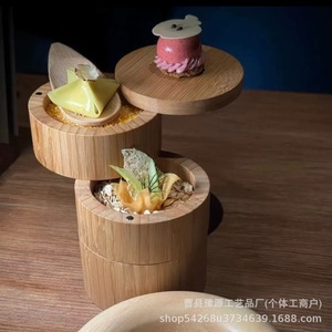 Round Rotating Wooden Condiment <b>Boxes</b> With Magnetic Lids For <b>Herb</b> Spice Storage Custom Made Size Dust Resistant - Product Image 2