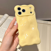 Coque de téléphone en silicone souple antichoc avec motif 3D ondulé couleur crème pour iPhone 17 16 15 14 13 12 11 Pro Max 17 Air