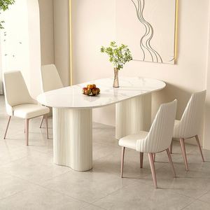 Mesa de Centro de Estilo Francés de Dubái, Mesa de Centro de Lujo Moderno Estilo Wabi-Sabi, Mesa Ovalada Pequeña para Familia - Product Image 4