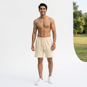 Venta caliente hombres gimnasio entrenamiento elástico Bottoms ajustable Atlético polar Terry sólido bordado Casual pantalones cortos DDP envío - Product Image 1