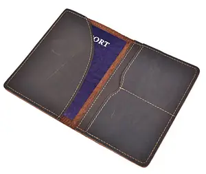 Free Sample Available Hot Sale High Quality Crazy Horse Leather Travel Document Credit Card Leisure Passport Holder