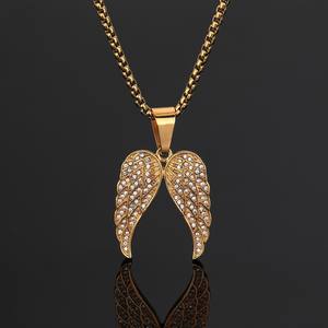 Liontin berlapis emas sayap berlian penuh perhiasan Hip-hop asli pabrik titik grosir baja Titanium liontin - Product Image 2