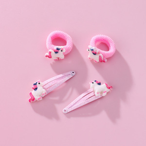 Moda niños pelo <span class=keywords><strong>Scrunchies</strong></span> dibujos animados <span class=keywords><strong>unicornio</strong></span> resina Clips alto elástico venta al por mayor accesorios para el cabello - Product Image 5
