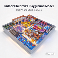 Modèle d'architecture d'hôtel pour aire de jeux intérieure pour enfants, en plastique ABS, avec piscine à balles moderne, zone d'escalade, escaliers arc-en-ciel et toboggans