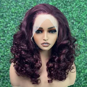 Natural Human Hair Supplier Original Vietnamese Wig Ocean Wave Brown Color 13*4 Lace Front Wig For Woman