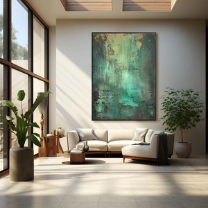 Art mural 3D vertical abstrait minimaliste contemporain Wabi Sabi, peint à la main, pour la décoration de la maison et les galeries - Product Image 2