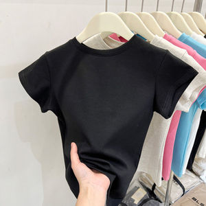 Camiseta elegante de algodón adelgazante de manga corta para mujer, estilo coreano, capa base de ajuste Regular, ropa de verano a la moda - Product Image 4