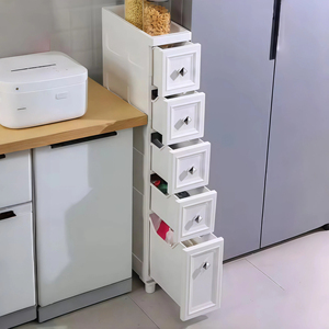 Mobiletto Salvaspazio Sottile da 18 cm, Cassettiera in Plastica Stretta, Cassettiera Multistrato, Organizzatore per Bagno - Product Image 5