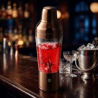 Coctelera Eléctrica Automática Recargable por USB, Mezclador de Cócteles con Cuchilla de Acero Inoxidable Integrada, Filtro y Botón LED para Bar