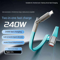 Cable de Carga 2 en 1 Plegable USB-C a IOS y Tipo-C, Cable de Datos de Carga Rápida de Silicona Líquida Suave para Teléfonos Inteligentes iPhone 16 y Android