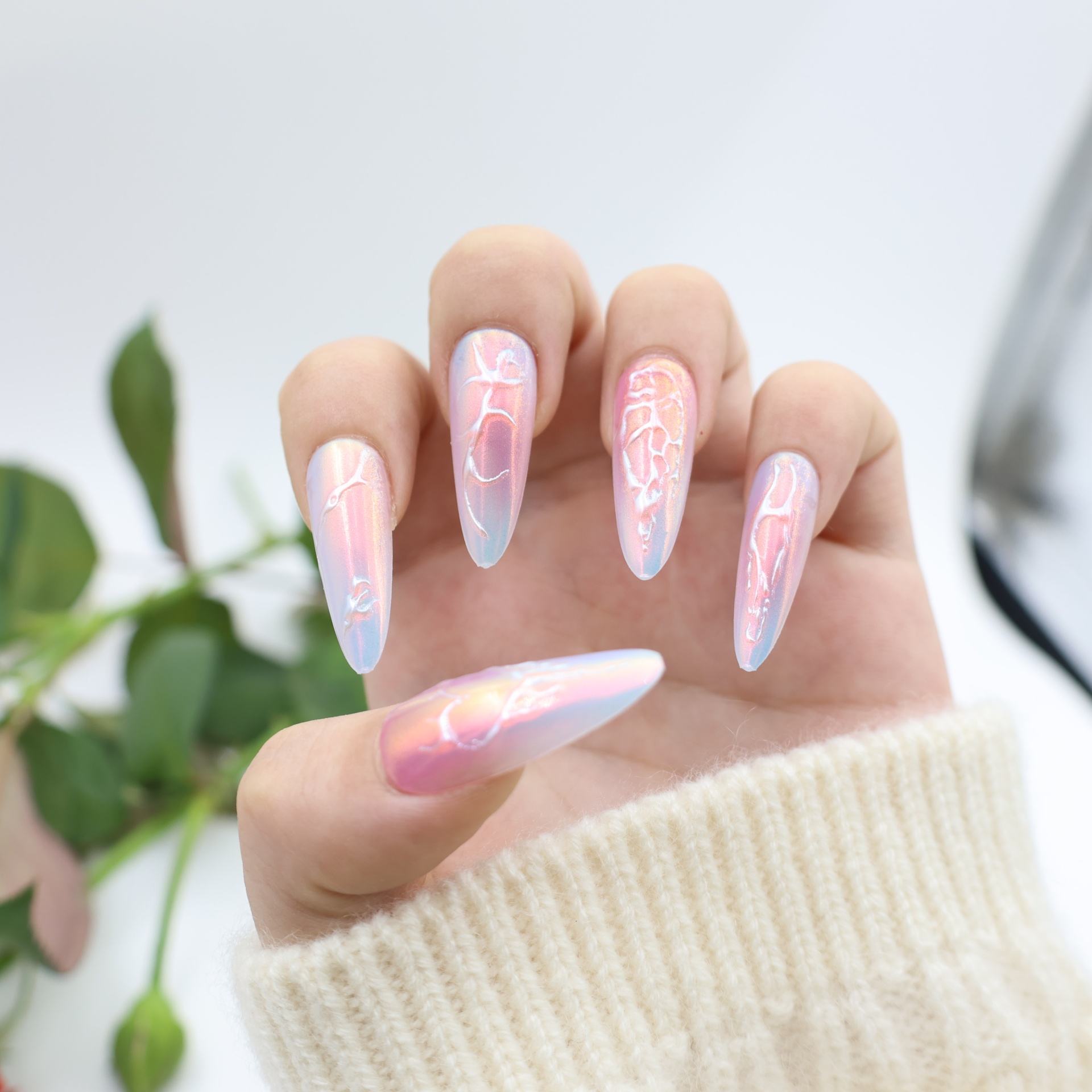 T581 Direct Selling Acrylic Artificial Fingernails Gilding Artificial Fingernails Manicure Wire False Nails