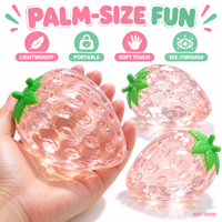 Jouet anti-stress à rebond lent en forme de fraise transparente, simulation de fruit souple, type Vaseline