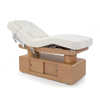 Table de massage électrique haut de gamme moderne avec cadre métallique, hauteur réglable, 3 moteurs, pour salon de beauté, soins du visage, spa, avec rangement