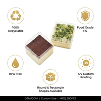 Boîte à dessert en plastique PS jetable avec logo personnalisé, transparente comme du cristal, pour tiramisu, mousse, gâteau, avec couvercle, vente en gros WELCOTECH