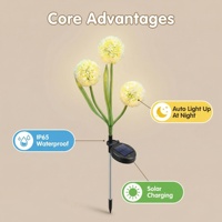 Lampe solaire LED d'extérieur en forme de pissenlit, étanche IP65, pour la décoration de jardin, de villa, de patio et de chemin