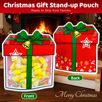 Sachets Doypack de Noël à fenêtre, forme spéciale et mignonne, pour emballage alimentaire, snacks, sacs en plastique à fermeture éclair ZipLock