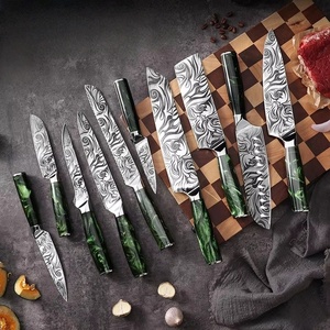 Juego <span class=keywords><strong>de</strong></span> <span class=keywords><strong>cuchillos</strong></span> <span class=keywords><strong>de</strong></span> Chef <span class=keywords><strong>de</strong></span> 8 pulgadas con patrón <span class=keywords><strong>de</strong></span> Damasco, cuchillo <span class=keywords><strong>de</strong></span> carne para el hogar <span class=keywords><strong>de</strong></span> acero inoxidable, resina para <span class=keywords><strong>Amazon</strong></span>, cuchillo especial transfronterizo para chefs - Product Image 1