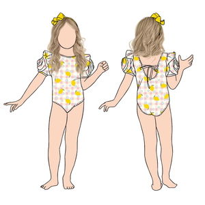 Maillot de bain pour enfants Little Glow Kid, collection été, personnalisable, pour filles, avec bretelles croisées au dos, manches courtes roses, séchage rapide, idéal pour le bikini - Product Image 5