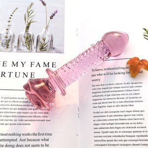 Glazen <span class=keywords><strong>Dildo</strong></span> Roze <span class=keywords><strong>Rose</strong></span> Bloemvorm Vaginale Anale Butt Plug Zelf Comfort Masturbator Speeltjes Voor Vrouw - Product Image 6