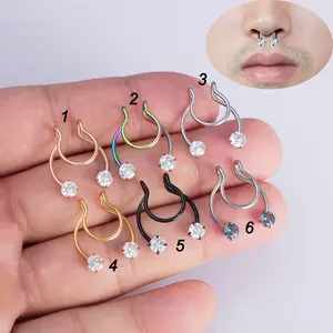 2401 Zirkoon Valse Nasale Septum Ring Valse Hoefijzer Niet Nodig Om Neus Nagelpiercing Sieraden Te Doorboren