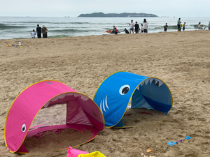 Tente de plage en polyester pour enfants avec protection solaire <span class=keywords><strong>marine</strong></span>, auvent détachable, piscine de jeu aquatique, motif sœur requin, pour bébé, extérieur - Product Image 4