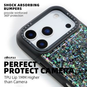 Aikusu Bleu Violet Rose – Coque de Téléphone de Luxe en Nacre pour Femmes, Vente en Gros, pour iPhone 17 16 15 14 13 12 11 Pro Max - Product Image 3