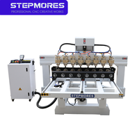 Machine de fraisage CNC pour bois à 4 axes et 8 broches avec servomoteurs, système de contrôle DSP et composants PLC essentiels pour la sculpture et la gravure 3D