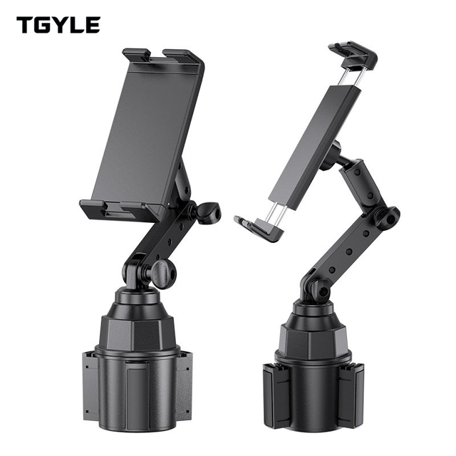 Factory Direct Portable 2-in-1 ABS Car Cup Holder with Tablet Mount Adjustable Height Extendable 360 Rotation Stable iPad Phone