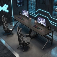 Grande table de jeu en bois noir et rose pour deux personnes Bureau d'ordinateur ESport longue taille pour salle de jeux