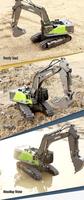 Nuevo Camión Todoterreno Huina 1593, Excavadora RC 1:14, 22 Canales, Rotación, Aleación, Verde, Juguetes de Radiocontrol, Vehículo de Ingeniería de Doble Vía