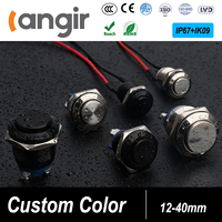 Saklar Tombol Tekan Langir 16mm LED Latching, Saklar Marine Pra-kabel 22mm, Tombol Momentary 2 LED 19mm SS